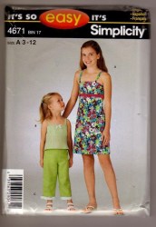 4671 SO EZ STRAPPY GIRLS DRESS,TOP, CROP PANTS PATTERN 3-12